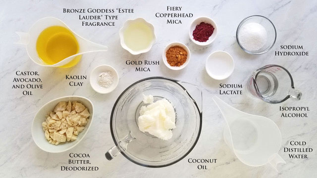 Palm-Free Bronze Beauty Soap Recipe Ingredients