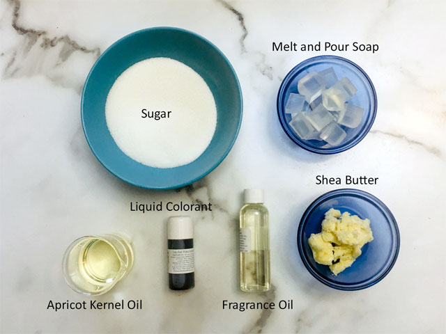Festive Peppermint Sugar Scrub Cubes Recipe Ingredients