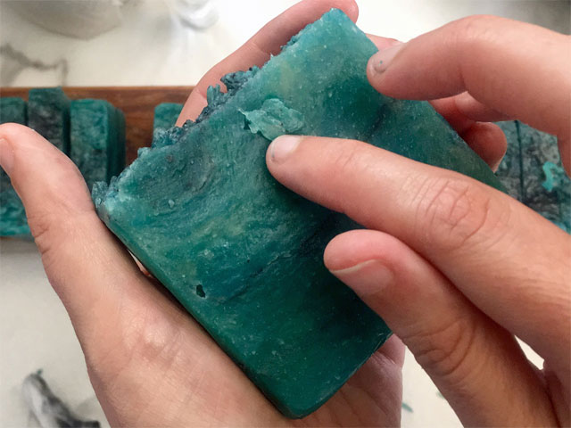 Turquoise Hot Process Soap Recipe Step 6c